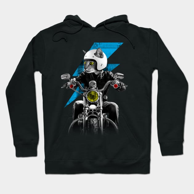 Biker Cat Hoodie by JoeConde